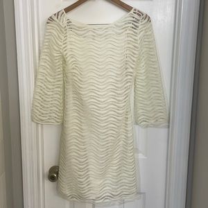 Lilly Pulitzer cream mini Crochet Overlay Dress Sz XS EUC